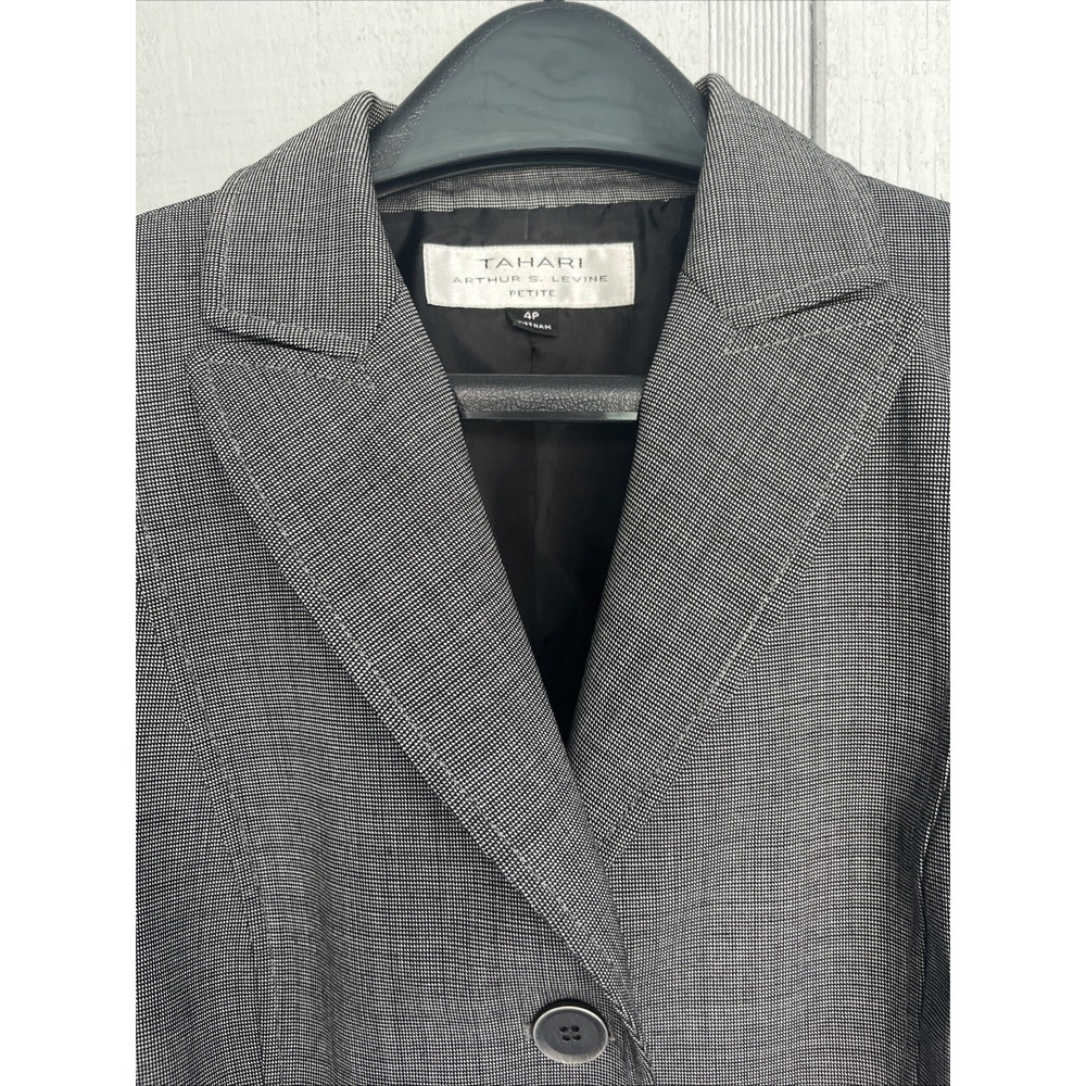 Tahari Arthur S. Levine Women's Petite Blazer Jacket Grey Size 4 Petite EUC - Picture 8 of 8